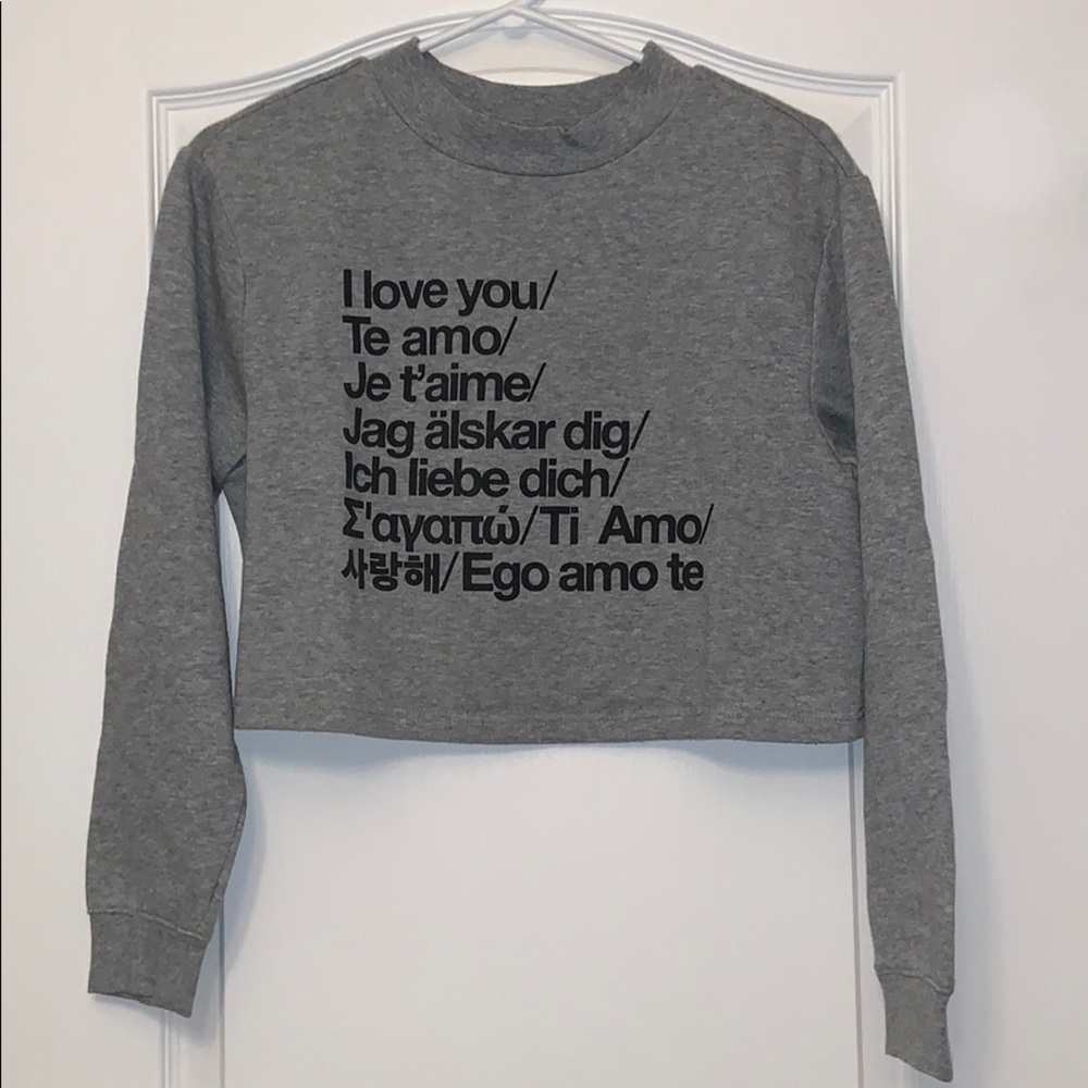 Forever 21 Grey Cropped Sweatshirt size S